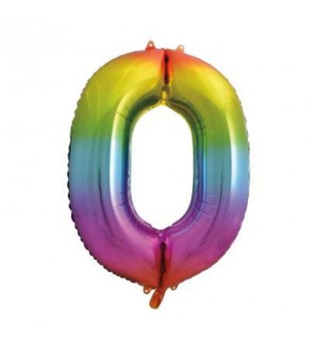 BALÃO RAINBOW NUMERO 0